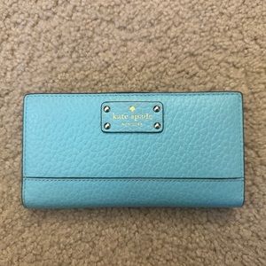KATE SPADE Stacy Leather Bifold Wallet- turquoise
